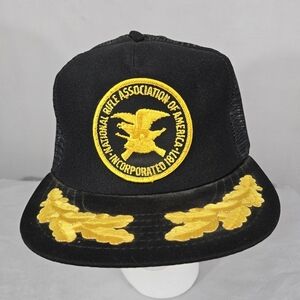 Vintage Snapback NWOT NRA HAT Mesh Trucker GOLD LEAF National Rifle Association